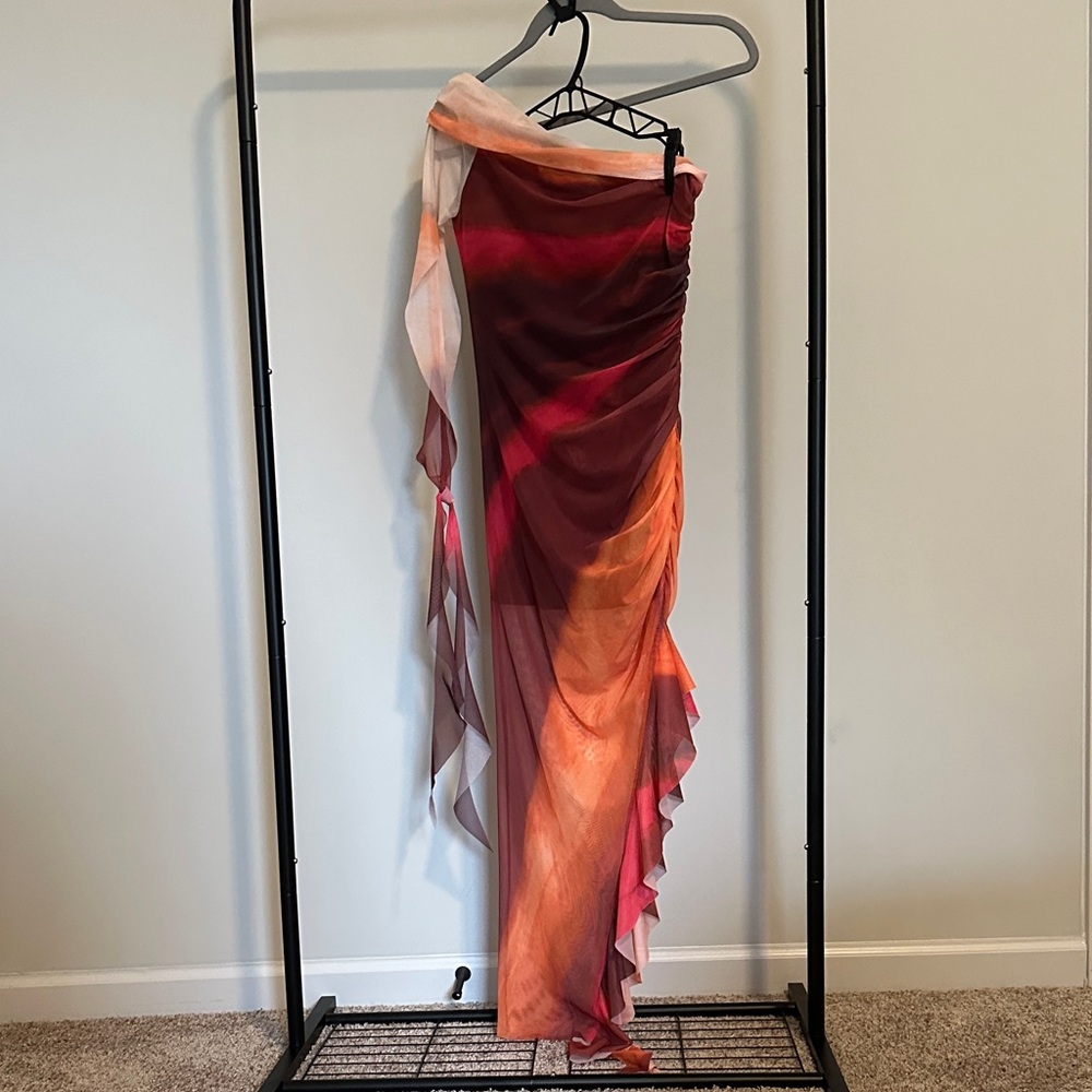 One Shoulder Draped Maxi/ Midi Dress